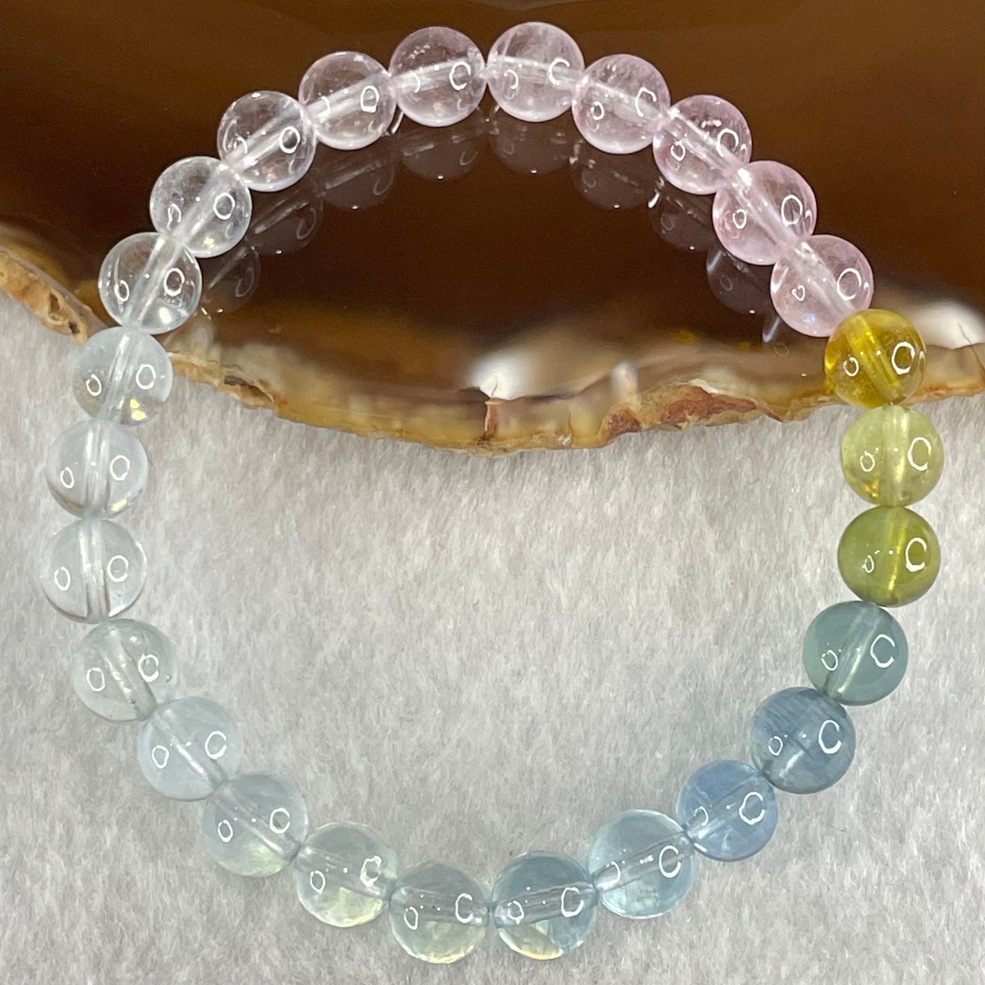 Very Very High Grade Transparent Natural Morganite Beryl Beads Bracelet 13.27g 15.5cm 7.3mm 26 Beads - Huangs Jadeite and Jewelry Pte Ltd