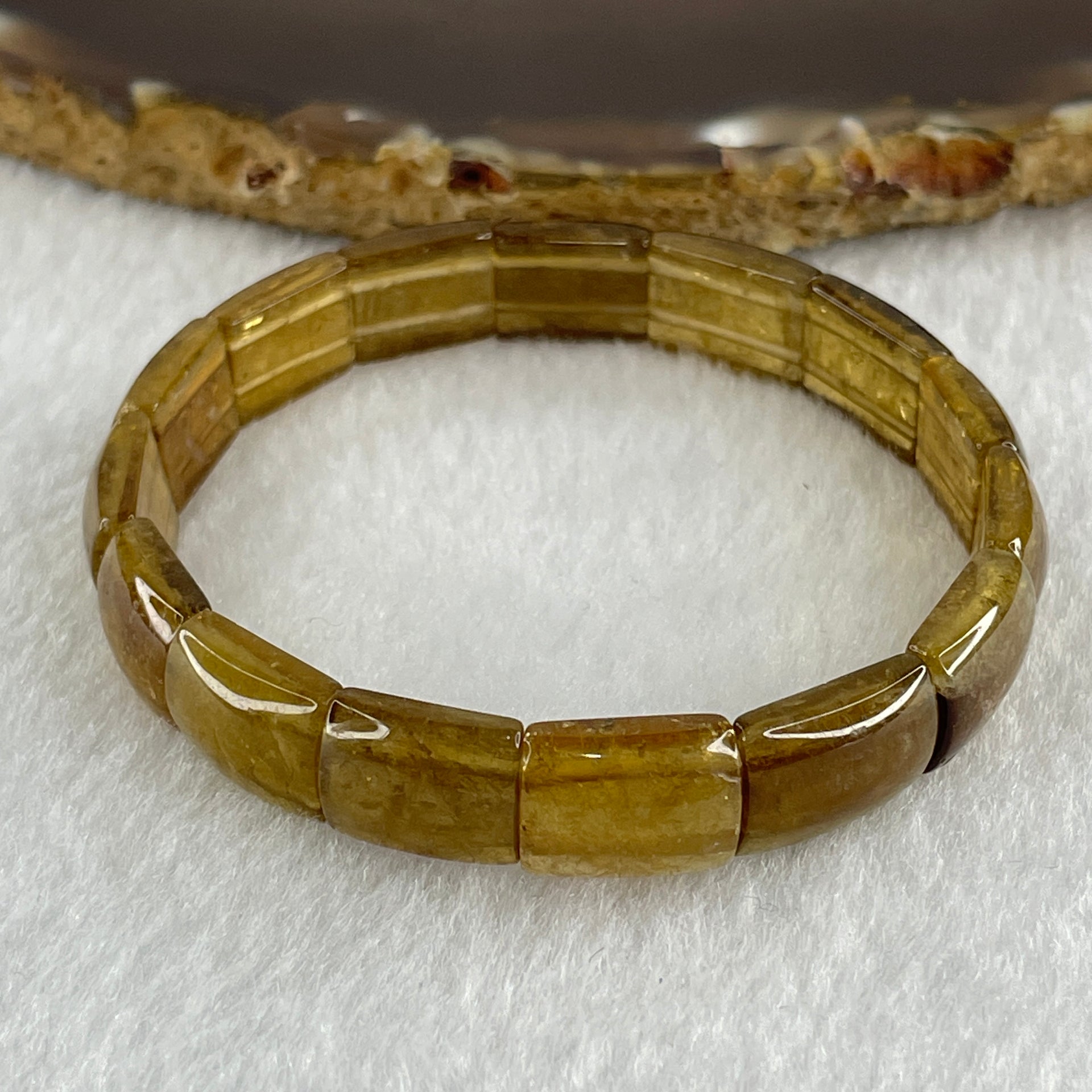 Natural Yellow Tourmaline Crystal Barrel Bracelet 15.90g 15cm 9.2 by 12.4 by 4.8mm 15Beads - Huangs Jadeite and Jewelry Pte Ltd