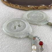 Grand Master Natural Colorless to Fain Green Jadeite Dragon and Phoenix Pendant 60.88g 54.8 by 47.9 by 6.0mm - Huangs Jadeite and Jewelry Pte Ltd