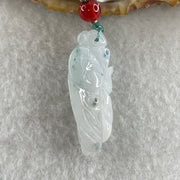 Natural Type A Faint Lavender with Blue Spot Jadeite Cabbage Pendant | Hundred Wealth & Abundance Talisman (8.94g | 33.5 x 12.9 x 12.0mm) - Huangs Jadeite and Jewelry Pte Ltd