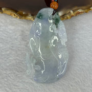 Type A Lavender with Dark Blueish Green Patches Jadeite 3 Legged Toad Pendent 25.25g 54.1 by 32.0 by 7.6mm - Huangs Jadeite and Jewelry Pte Ltd