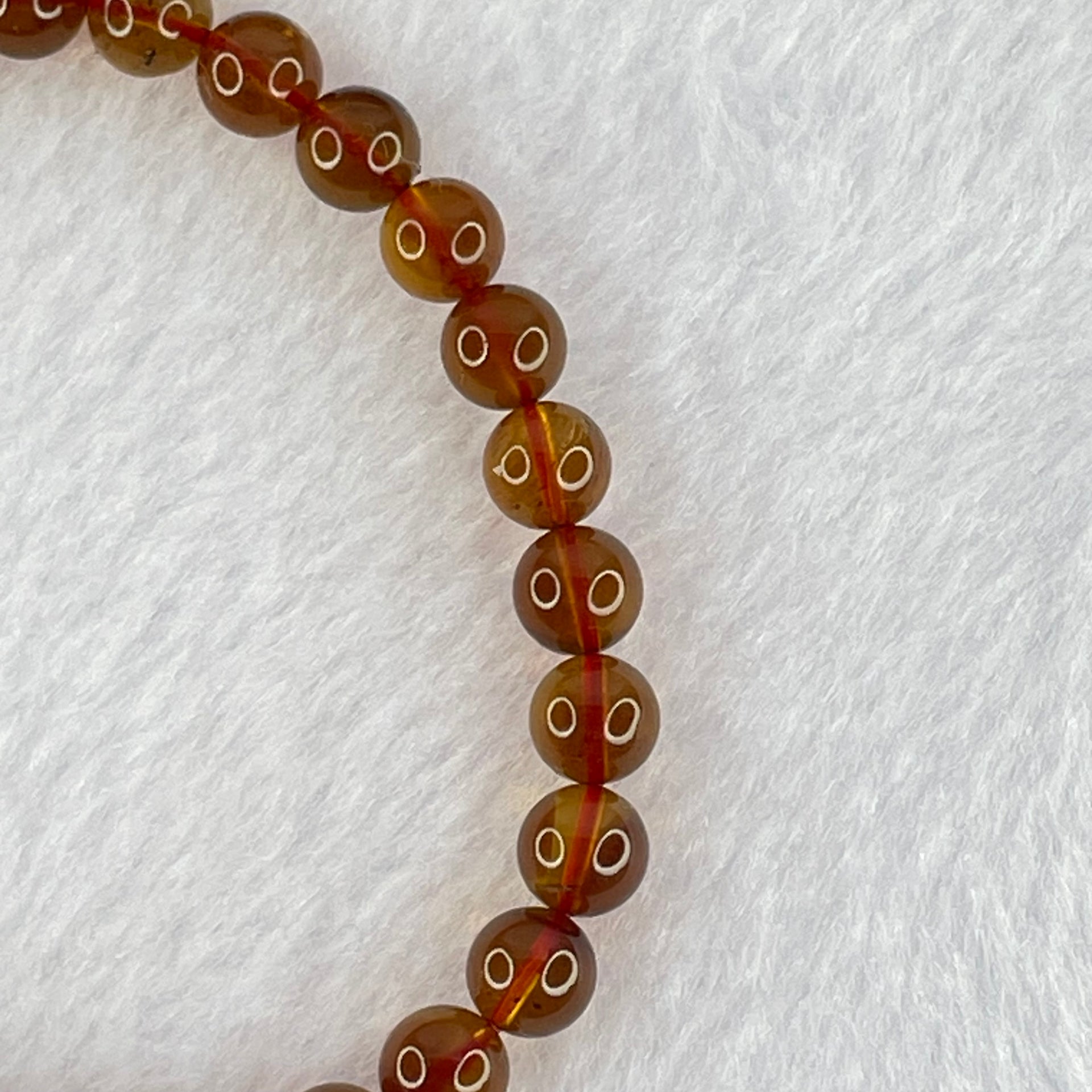 Natural Purple Honey Amber Beads Bracelet 天然紫蜜琥珀手链 3.81g 15.5cm 6.4mm 28 Beads - Huangs Jadeite and Jewelry Pte Ltd
