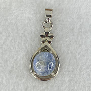 Good Grade Rare Natural Blue Dumortierite Rutilated Quartz in S925 Pendant 2.56g 10.5 by 8.8 by 5.5mm - Huangs Jadeite and Jewelry Pte Ltd