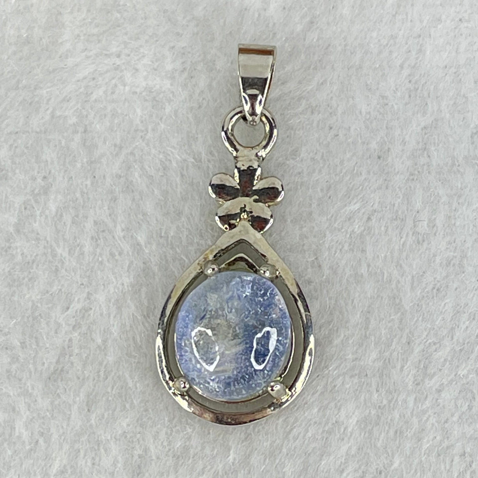 Good Grade Rare Natural Blue Dumortierite Rutilated Quartz in S925 Pendant 2.56g 10.5 by 8.8 by 5.5mm - Huangs Jadeite and Jewelry Pte Ltd