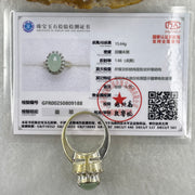 Type A Natural Light Green Jadeite Cabochon 15.2 by 10.8 by 5.0mm Stone for Setting 15.64g (On Silver Ring Mold) US 8.25 HK 18.3 - Huangs Jadeite and Jewelry Pte Ltd