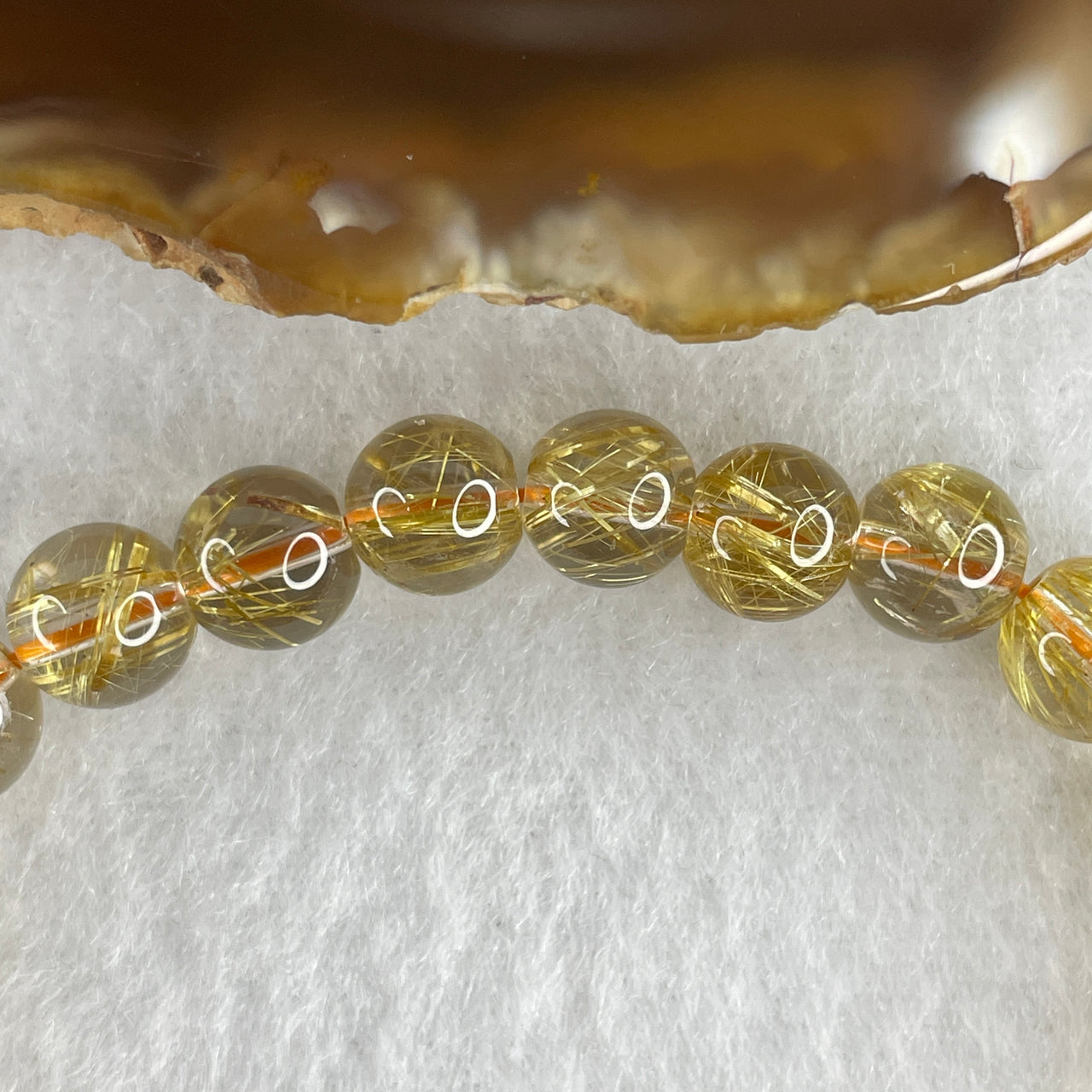 Certified Good Grade Natural Golden Rutilated Quartz Beads Bracelet | 7.8mm Golden Hair Crystal Wealth (15.87g | 16cm Wrist Sizing | 26 Beads)