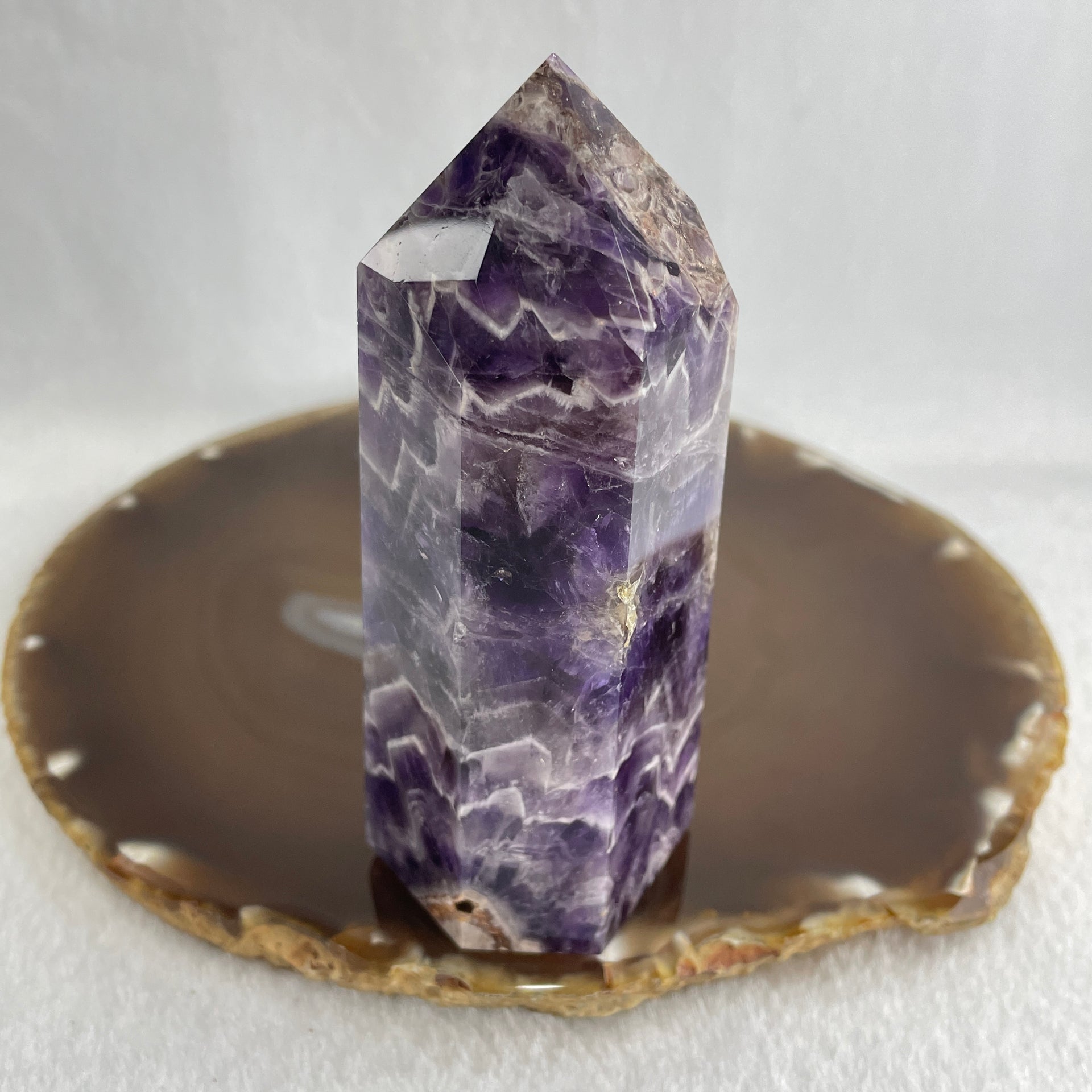 Natural Dreamy Amethyst Fluorite Quartz Tower Display 207.99g 94.6 by 40.5 by 32.8mm - Huangs Jadeite and Jewelry Pte Ltd