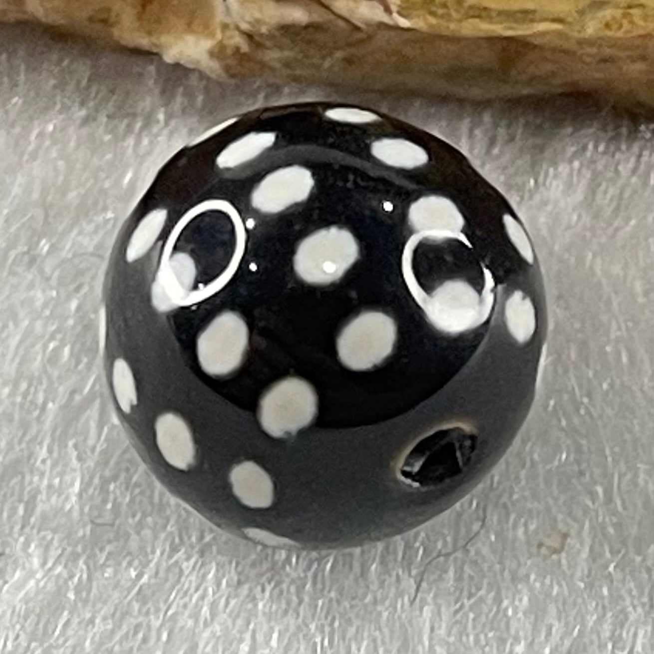 Natural Powerful Tibetan Old Oily Agate 50 Eyes Dzi Bead Heavenly Master (Tian Zhu) 五十眼天诛 1.43g 10.2 by 10.3mm - Huangs Jadeite and Jewelry Pte Ltd