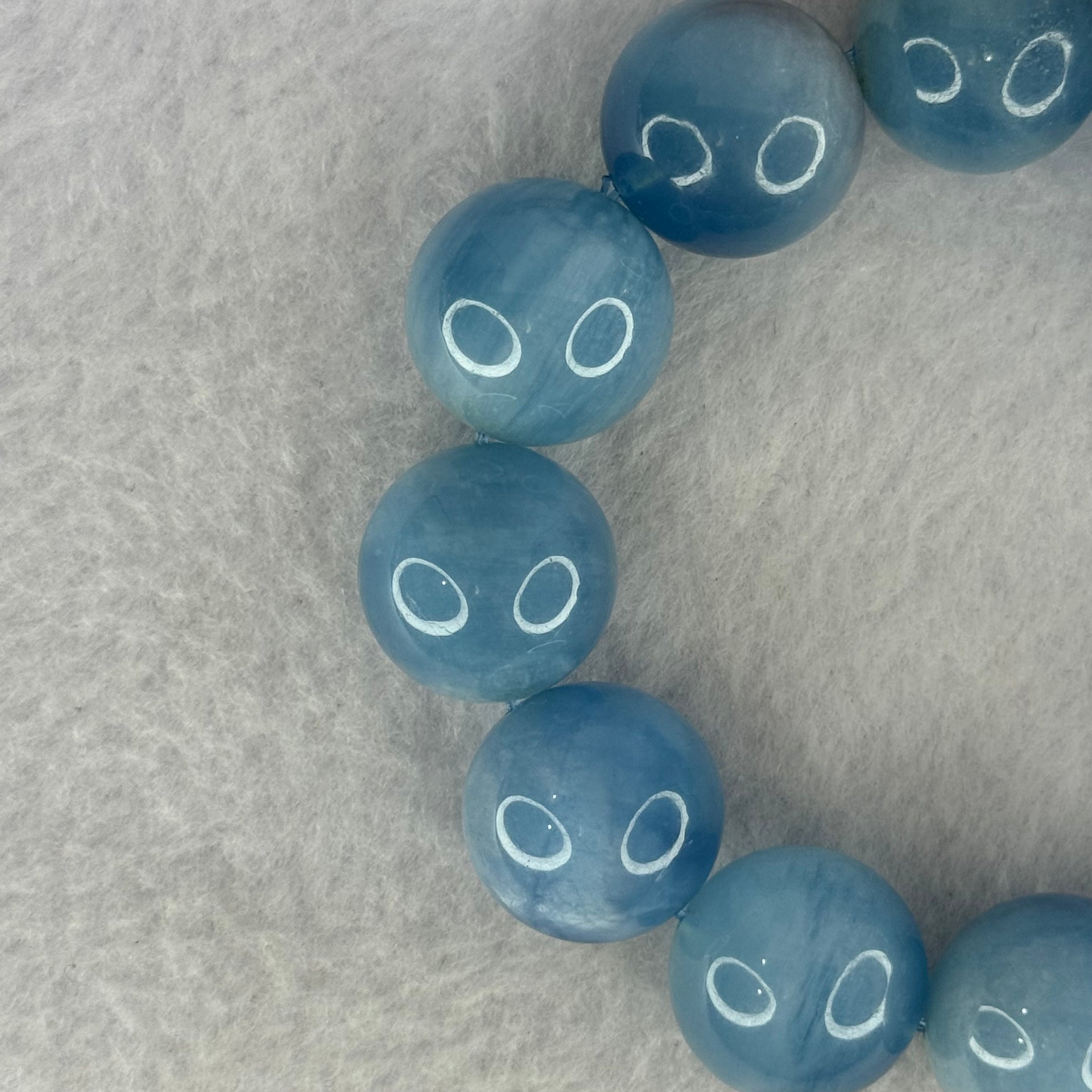 Natural Aquamarine Beads Bracelet 109.28g 18.5cm 19.2mm 12 Beads - Huangs Jadeite and Jewelry Pte Ltd