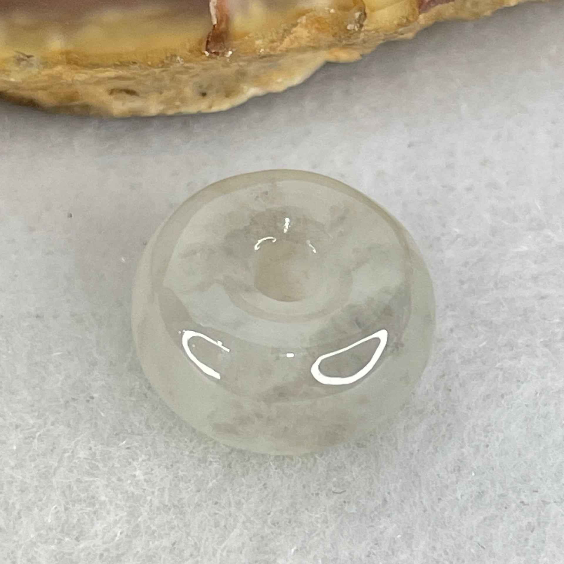 Type A Semi Icy Light Lavender With Wuji Grey Spots Jadeite Ping An Kou Charm/Pendant 2.03g 12.4 by 6.4mm - Huangs Jadeite and Jewelry Pte Ltd