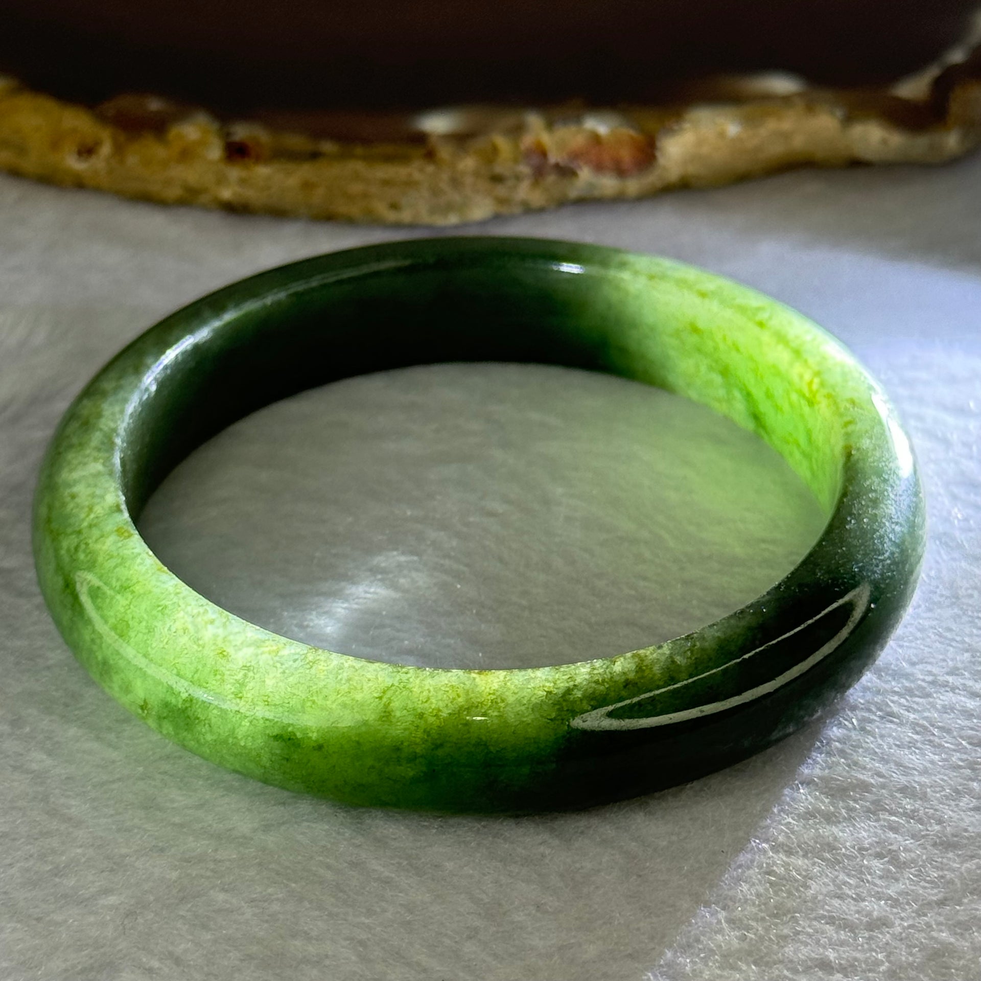 Type A Dark Full Green Jadeite Bangle Internal Diameter 56.1mm 46.59g 11.8 by 7.7mm (Very Slight Internal Line) - Huangs Jadeite and Jewelry Pte Ltd
