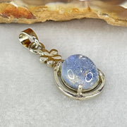 Good Grade Rare Natural Blue Dumortierite Rutilated Quartz in S925 Pendant 2.56g 10.5 by 8.8 by 5.5mm - Huangs Jadeite and Jewelry Pte Ltd