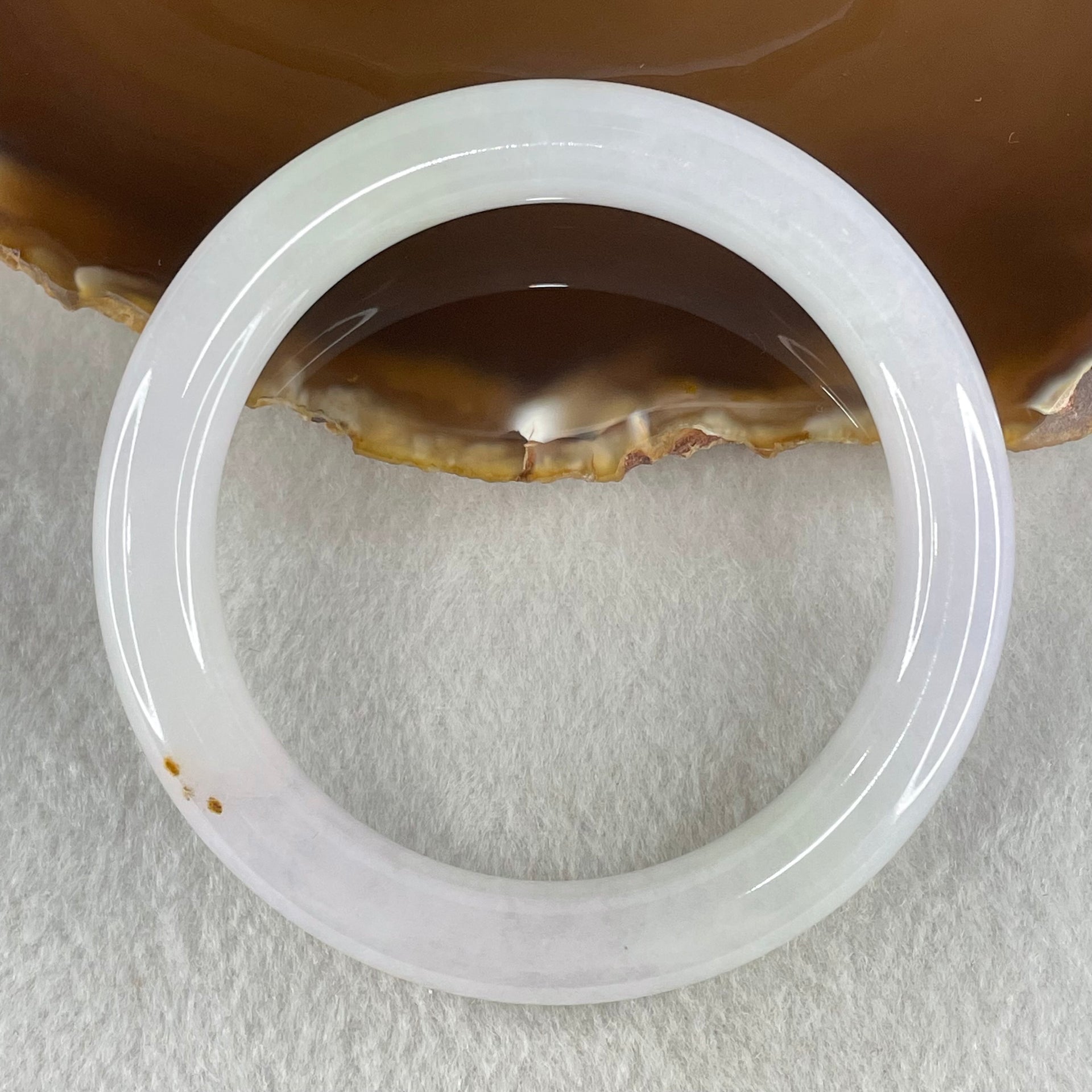 Type A Light Lavender and Light Green with Red Spots Jadeite Bangle 59.34g Inner Diameter 57.4mm 10.4 by 10.5mm (Internal Lines) - Huangs Jadeite and Jewelry Pte Ltd