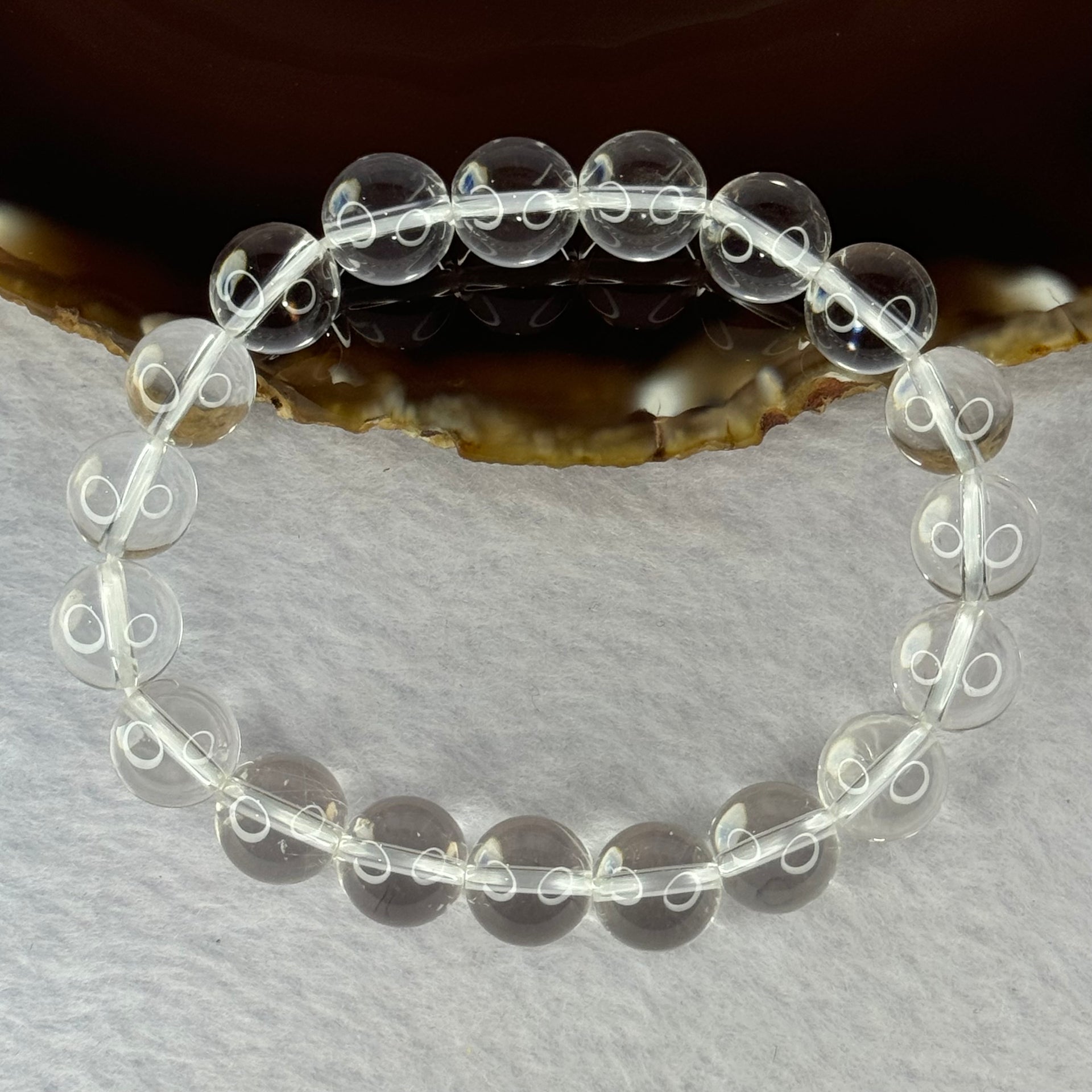 Natural Clear Quartz Bracelet 天然白水晶手链 30.47g 17cm 10.6mm 19 Beads - Huangs Jadeite and Jewelry Pte Ltd