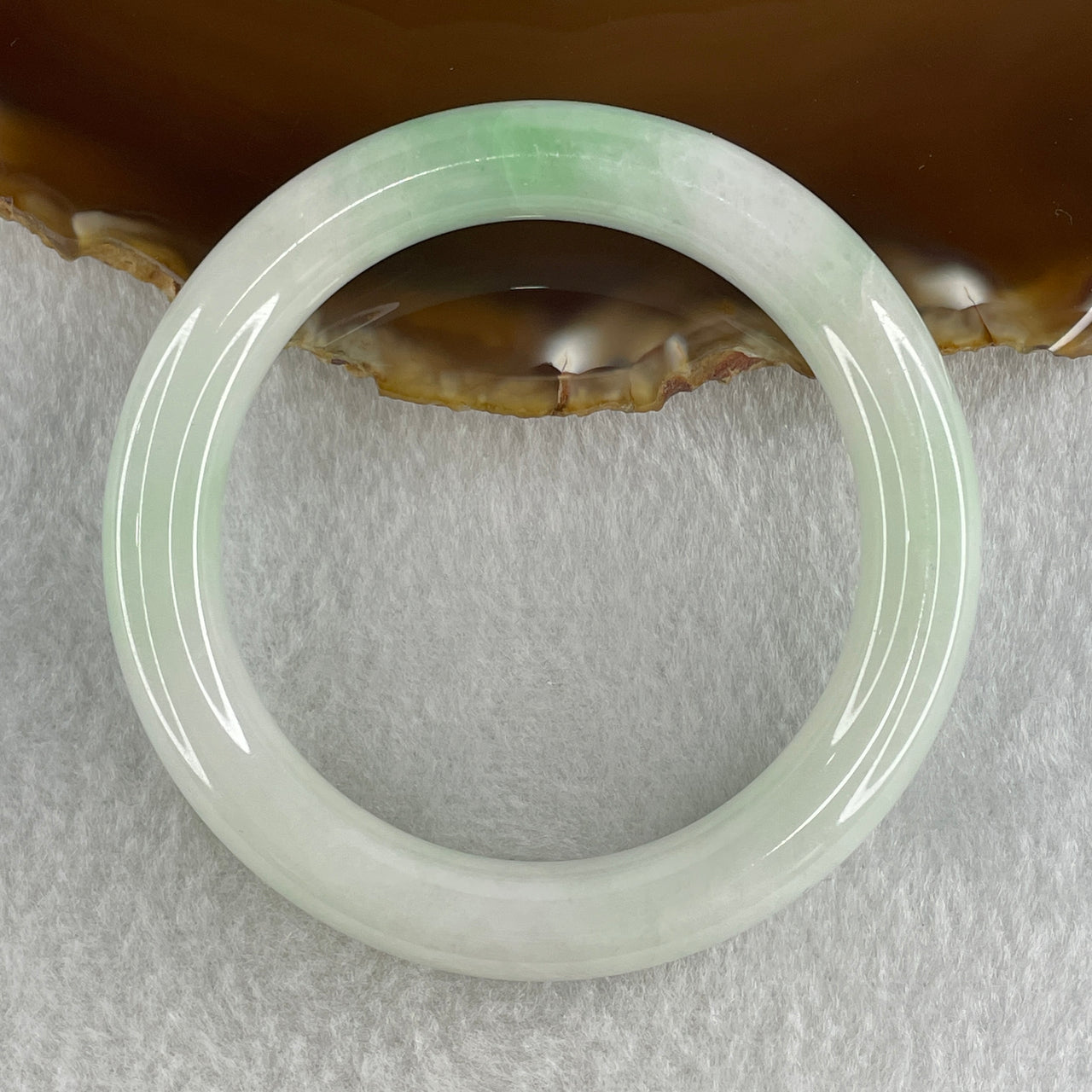 Type A Natural Light Green Faint Lavender Jadeite Bangle 47.62g Inner Diameter 51.9mm 10.0 by 9.5mm (Slight Internal Lines) - Huangs Jadeite and Jewelry Pte Ltd
