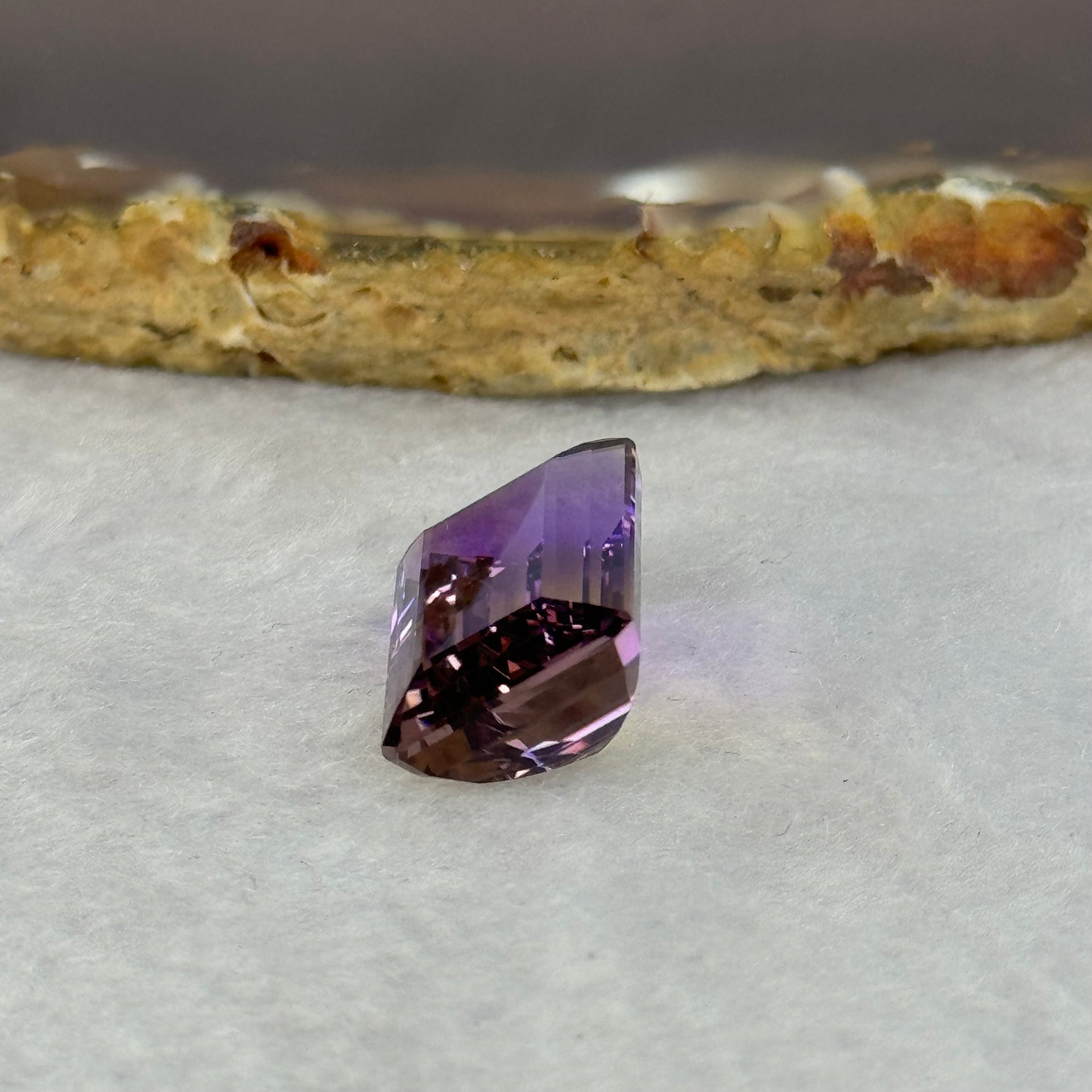 Natural Faceted Ametrine Parallelogram Shape 14.84ct 18.2 by 12.2 by 8.5mm - Huangs Jadeite and Jewelry Pte Ltd