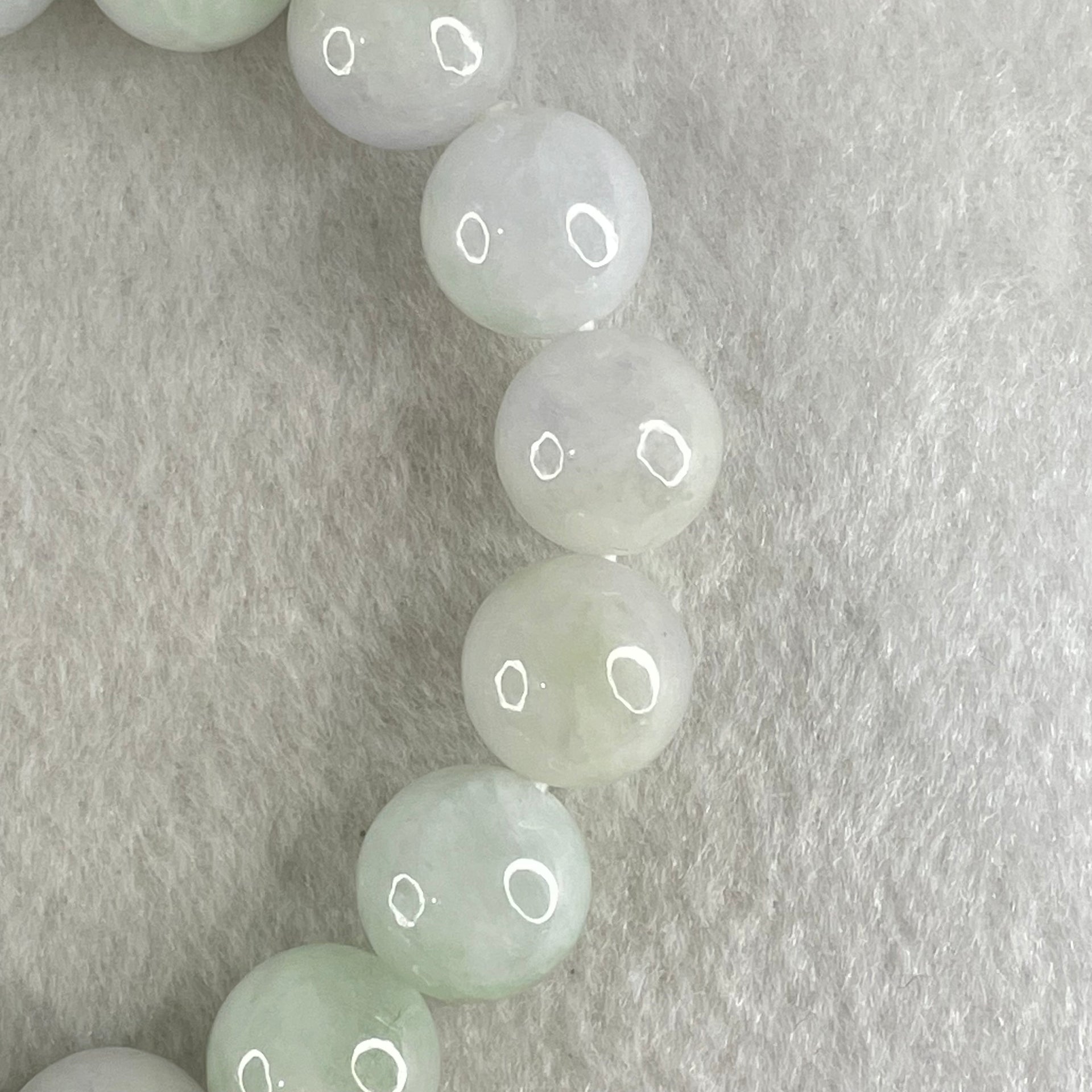 Type A Light Green Jadeite Beads Bracelet 46.38g 15cm 12.2mm 16 Beads - Huangs Jadeite and Jewelry Pte Ltd