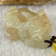 Type A Faint Yellow with Reddish Brown Spots Jadeite Male Pixiu Charm 8.27g 22.5 by 16 by 12.2mm - Huangs Jadeite and Jewelry Pte Ltd