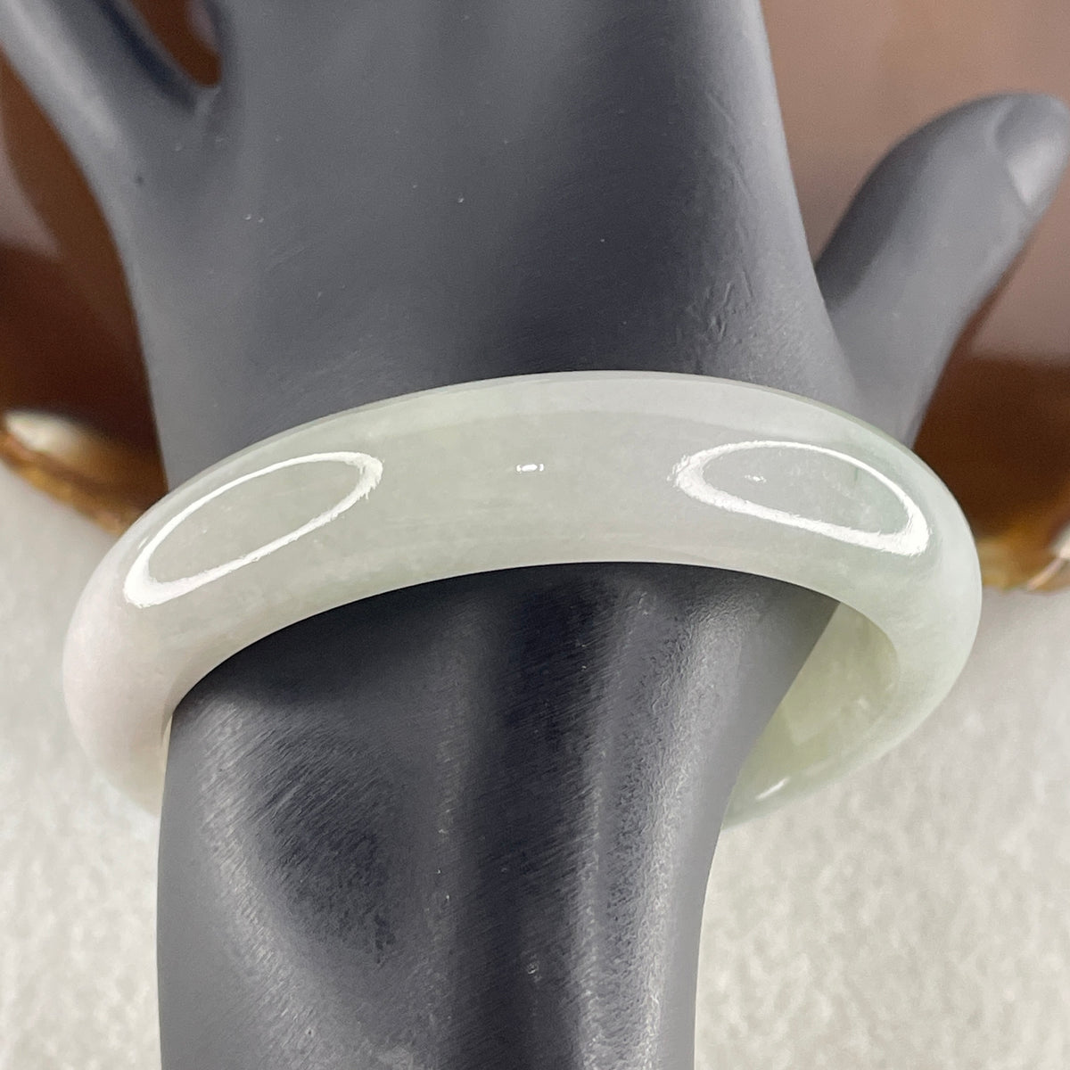 Certified Natural Type A Light Green & "Spicy Green" Spot Jadeite Bangle | (53.15g | 54.0mm Inner Diameter | 13.2mm x 8.2mm | Very Very Slight Internal Line | Synergy, Steady Wealth "Zheng Cai" Anchor & Feng Shui Prosperity Catalyst) - Huangs Jadeite and Jewelry Pte Ltd