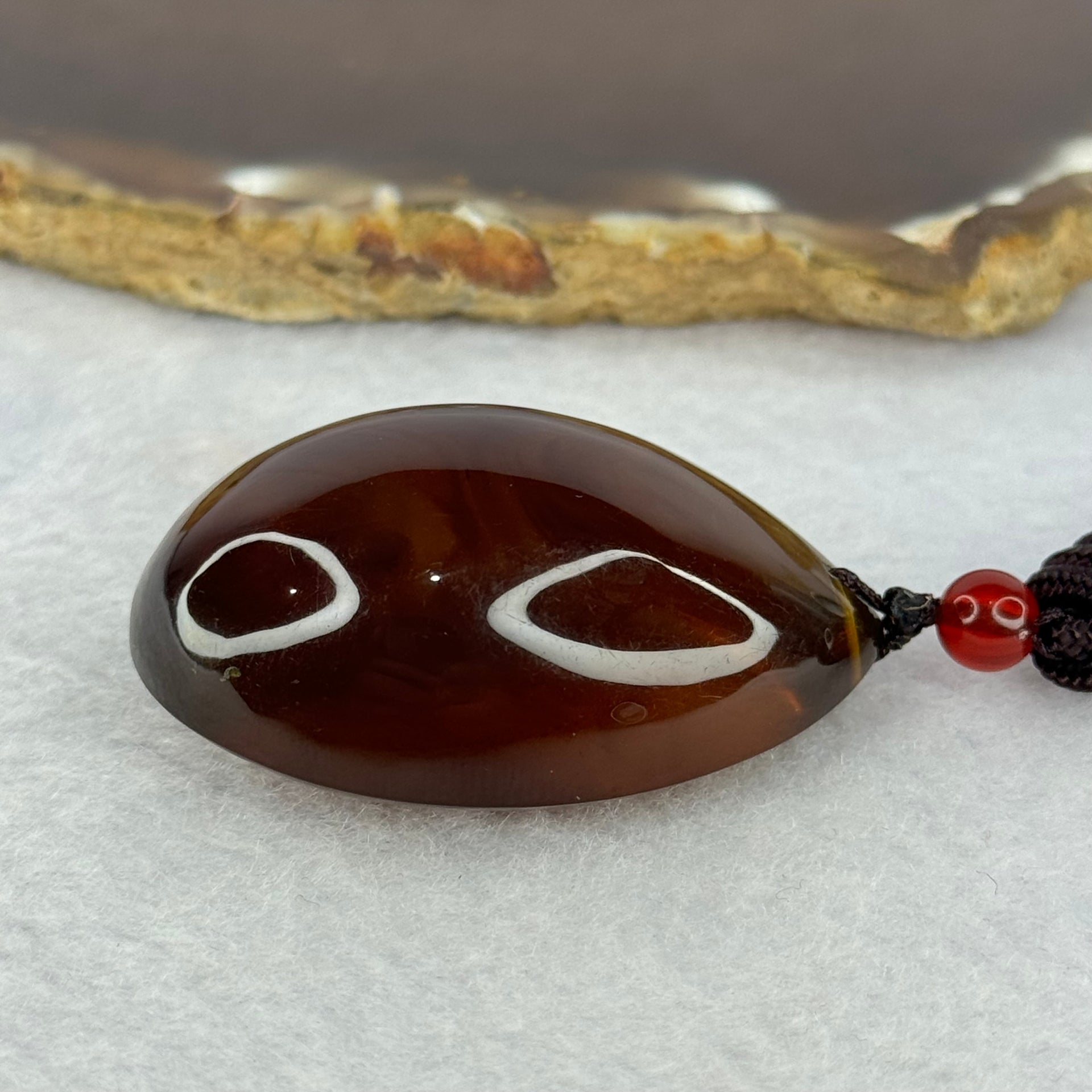 Natural Cognac with Red Amber Teardrop Shape Pendent 14.81g 44.9 by 30.5 by 19.0mm - Huangs Jadeite and Jewelry Pte Ltd