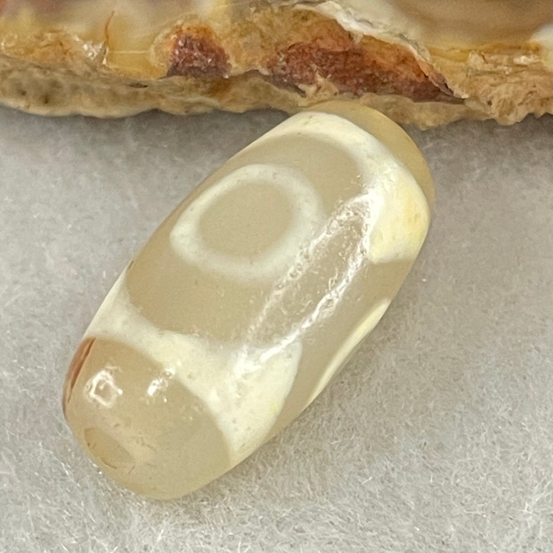 Natural Powerful Tibetan Old Oily Agate 3 Eyes Dzi Bead Heavenly Master (Tian Zhu) 三眼天诛 2.98g 20.1 by 10.2mm - Huangs Jadeite and Jewelry Pte Ltd