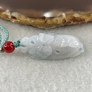 Natural Type A Faint Lavender with Blue Spot Jadeite Cabbage Pendant | Hundred Wealth & Abundance Talisman (8.94g | 33.5 x 12.9 x 12.0mm) - Huangs Jadeite and Jewelry Pte Ltd