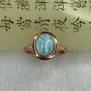 Natural Larimar in S925 Silver Rose Gold Color Ring (Adjustable Size) 2.56g 9.7 by 7.9 by 4.2mm - Huangs Jadeite and Jewelry Pte Ltd