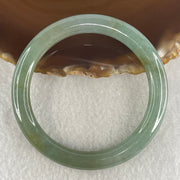 Natural Type A Blueish Green Piao Hua Jadeite Flat Ding Dang Bangle 27.60g Inner Diameter 51.3mm 7.0 by 7.9mm (Very Slight External Line) - Huangs Jadeite and Jewelry Pte Ltd