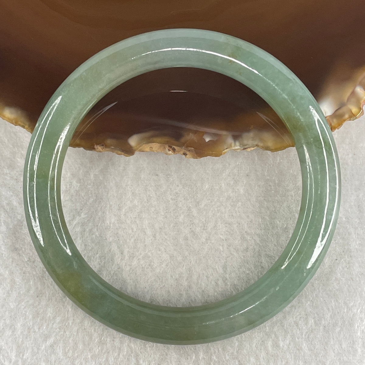 Natural Type A Blueish Green Piao Hua Jadeite Flat Ding Dang Bangle 27.60g Inner Diameter 51.3mm 7.0 by 7.9mm (Very Slight External Line) - Huangs Jadeite and Jewelry Pte Ltd