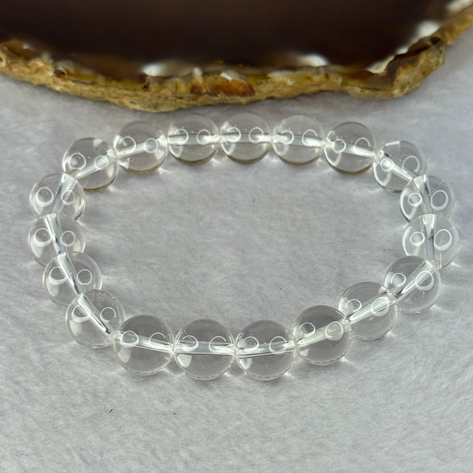 Natural Clear Quartz Bracelet 天然白水晶手链 30.76g 17cm 10.6mm 19 Beads - Huangs Jadeite and Jewelry Pte Ltd