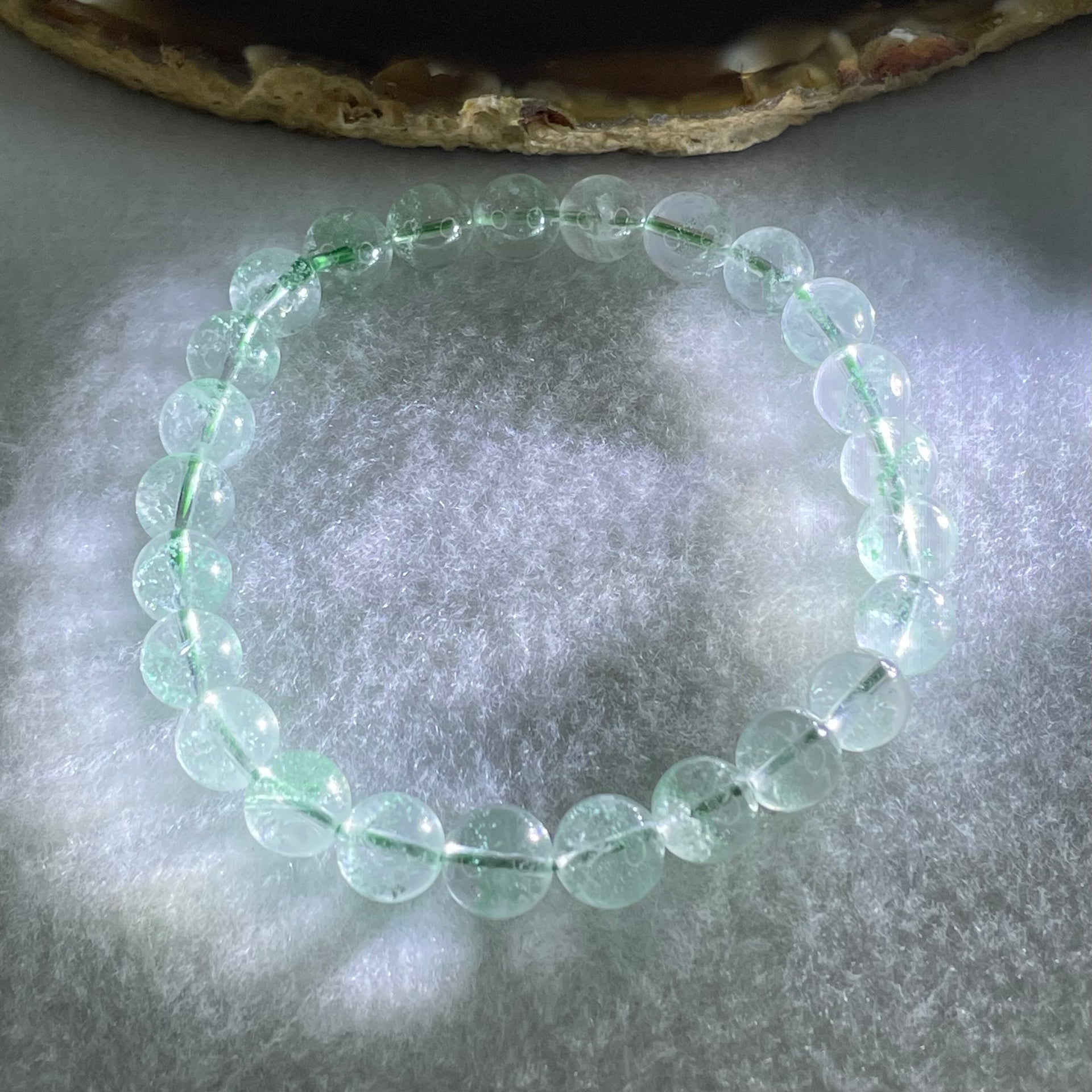 Special Grade Natural Green Phantom Quartz Bracelet 15.15g 16cm 7.8mm 25 Beads - Huangs Jadeite and Jewelry Pte Ltd
