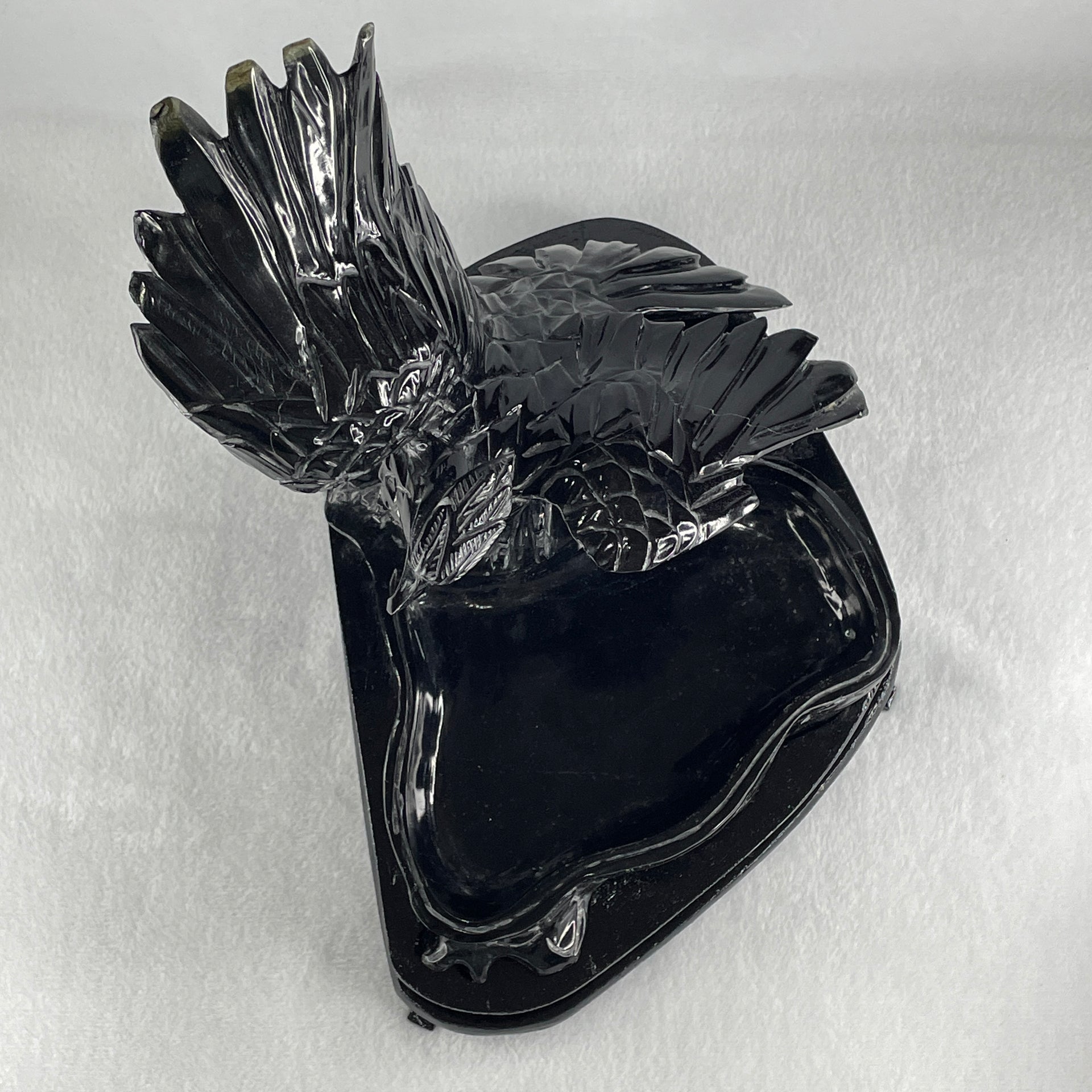 Black Stone Eagle with Pond with Wooden Stand Display 1,914.9g 240.0 by 191.0 by 230.0mm - Huangs Jadeite and Jewelry Pte Ltd