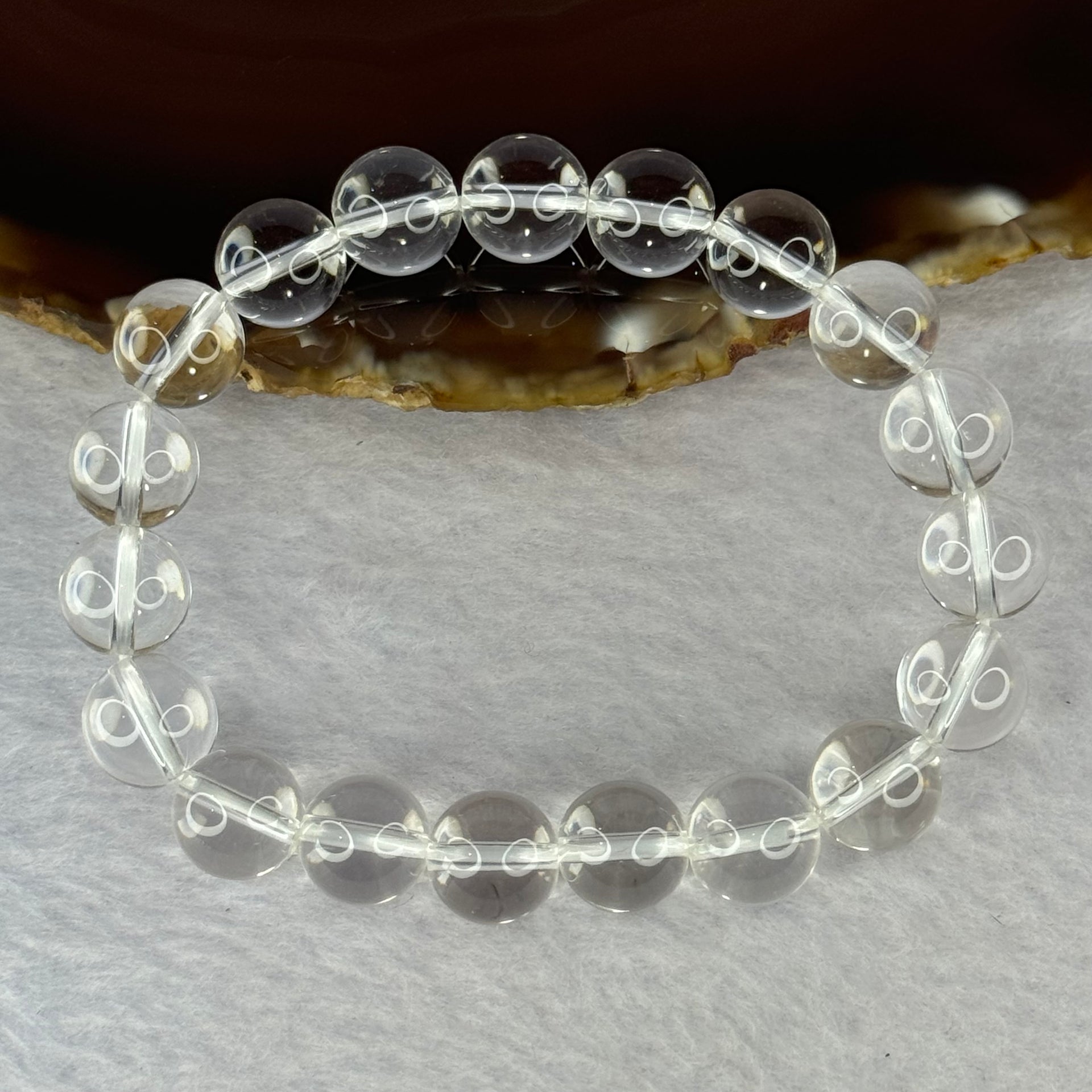 Natural Clear Quartz Bracelet 天然白水晶手链 30.79g 17cm 10.6mm 19 Beads - Huangs Jadeite and Jewelry Pte Ltd