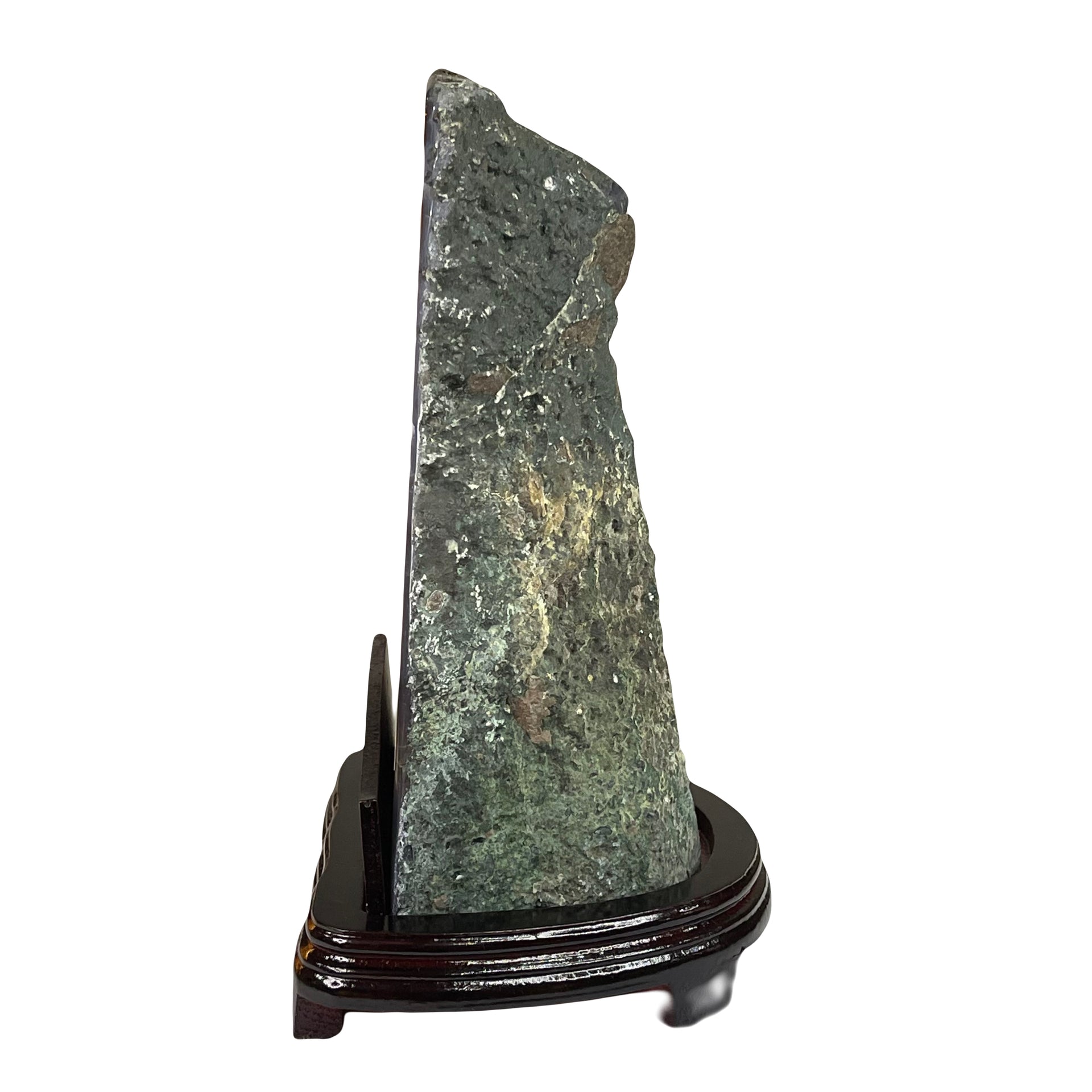 Natural Brazil Amethyst Cave with White Calcite 7.00kg with Wooden Stand 240.0 x 185.0 x 344.0mm - Huangs Jadeite and Jewelry Pte Ltd