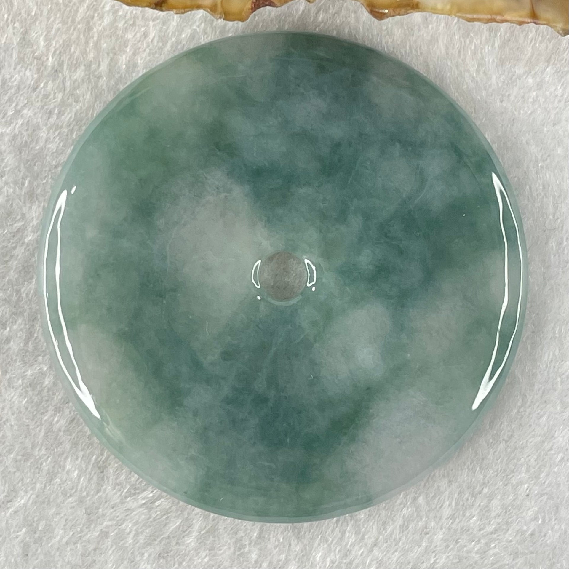 Type A Intense Blueish Green with Lavender Jadeite Ping An Kou Pendant 29.91g 49.8 by 5.5mm - Huangs Jadeite and Jewelry Pte Ltd
