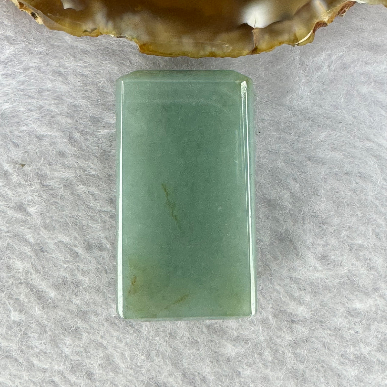 Type A Blueish Green with Yellow Veins Jadeite Block or Seal 29.04g 34.8 by 19.2 by 13.7mm - Huangs Jadeite and Jewelry Pte Ltd