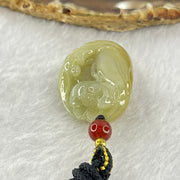 Type A Yellow with Green Jadeite Flower and Gui Ren Benefactor Pendant 18.03g 31.9 by 22.7 by 13.8mm - Huangs Jadeite and Jewelry Pte Ltd