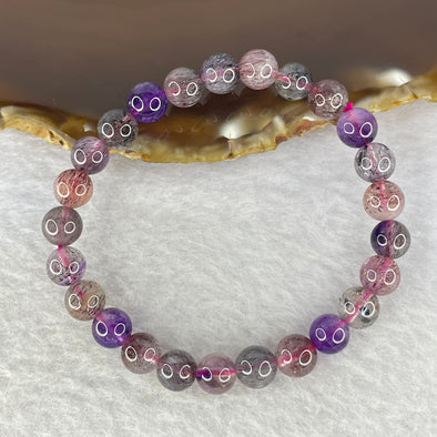 Natural Super 7 Crystal Bracelet 超七手链 12.63g 7.2 mm 25 Beads - Huangs Jadeite and Jewelry Pte Ltd