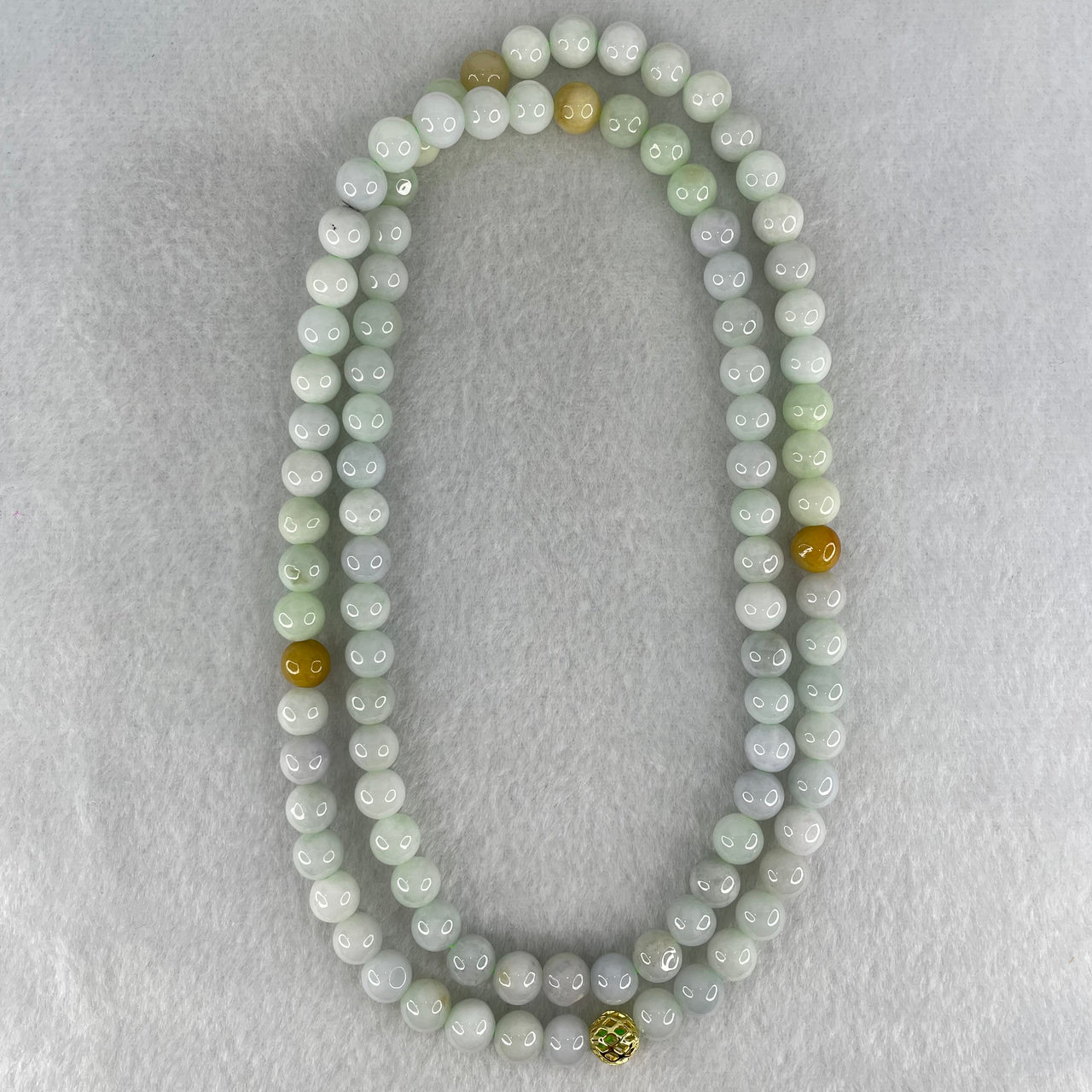 Type A Muti Color Jadeite Beads Necklace 71.26g 70cm 7.6mm 97 Beads - Huangs Jadeite and Jewelry Pte Ltd