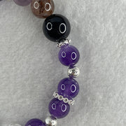 Natural Amethyst with Clear Quartz, Onyx, Copper Rutilated Beads with Charms Bracelet 32.57g 17cm 9.8mm-12Beads 12.7mm-4Beads - Huangs Jadeite and Jewelry Pte Ltd
