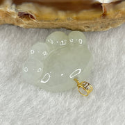Natural Type A Light Green Jadeite Paw Pendant in 18K Yellow Gold Clasp 2.26g 17.9 by 14.2 by 4.6mm - Huangs Jadeite and Jewelry Pte Ltd