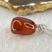 Natural Blood Red Amber Pendant in S925 Sliver Necklace 6.22g 21.6 by 15.6 by 14.9mm - Huangs Jadeite and Jewelry Pte Ltd