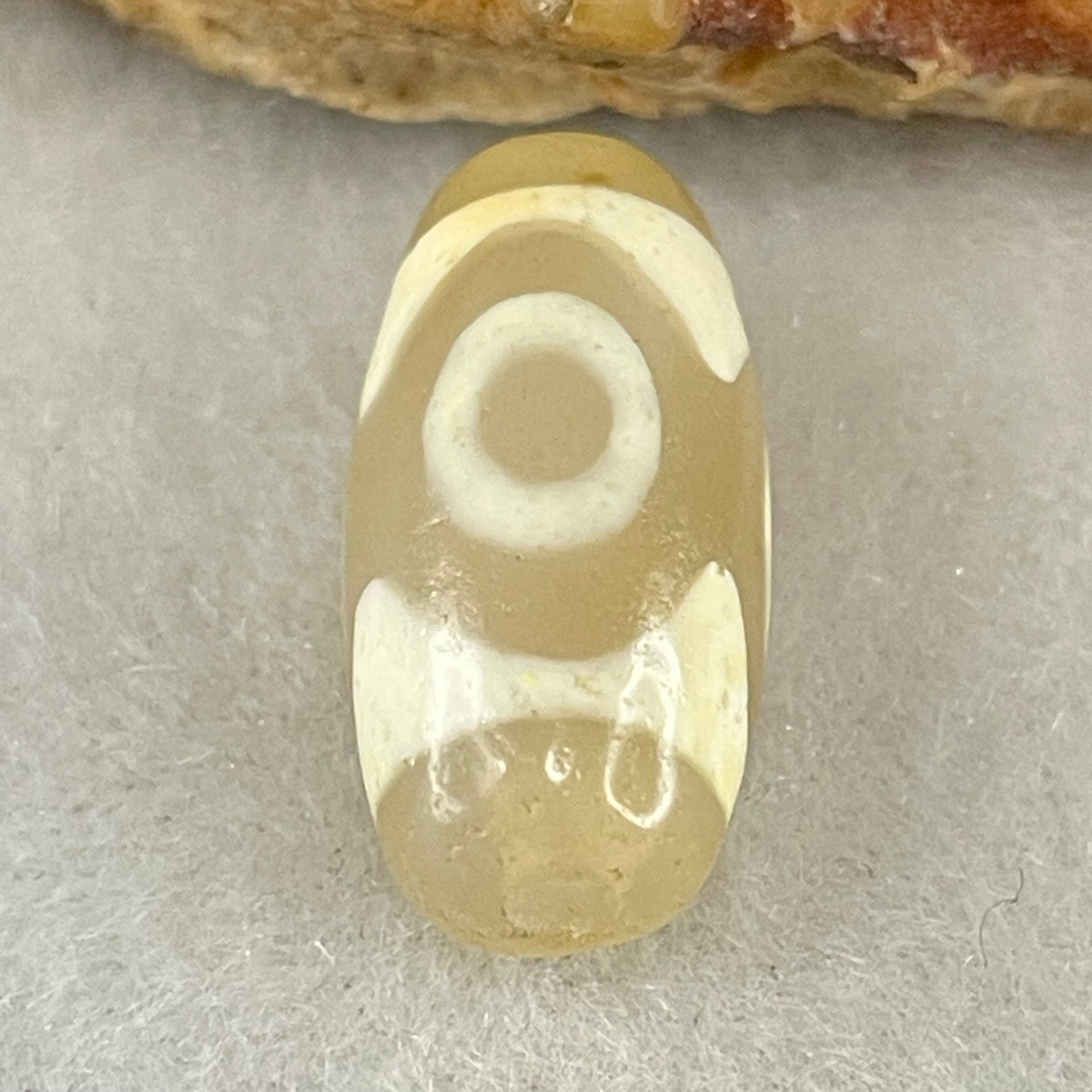 Natural Powerful Tibetan Old Oily Agate 3 Eyes Dzi Bead Heavenly Master (Tian Zhu) 三眼天诛 2.71g 20.1 by 9.8mm - Huangs Jadeite and Jewelry Pte Ltd
