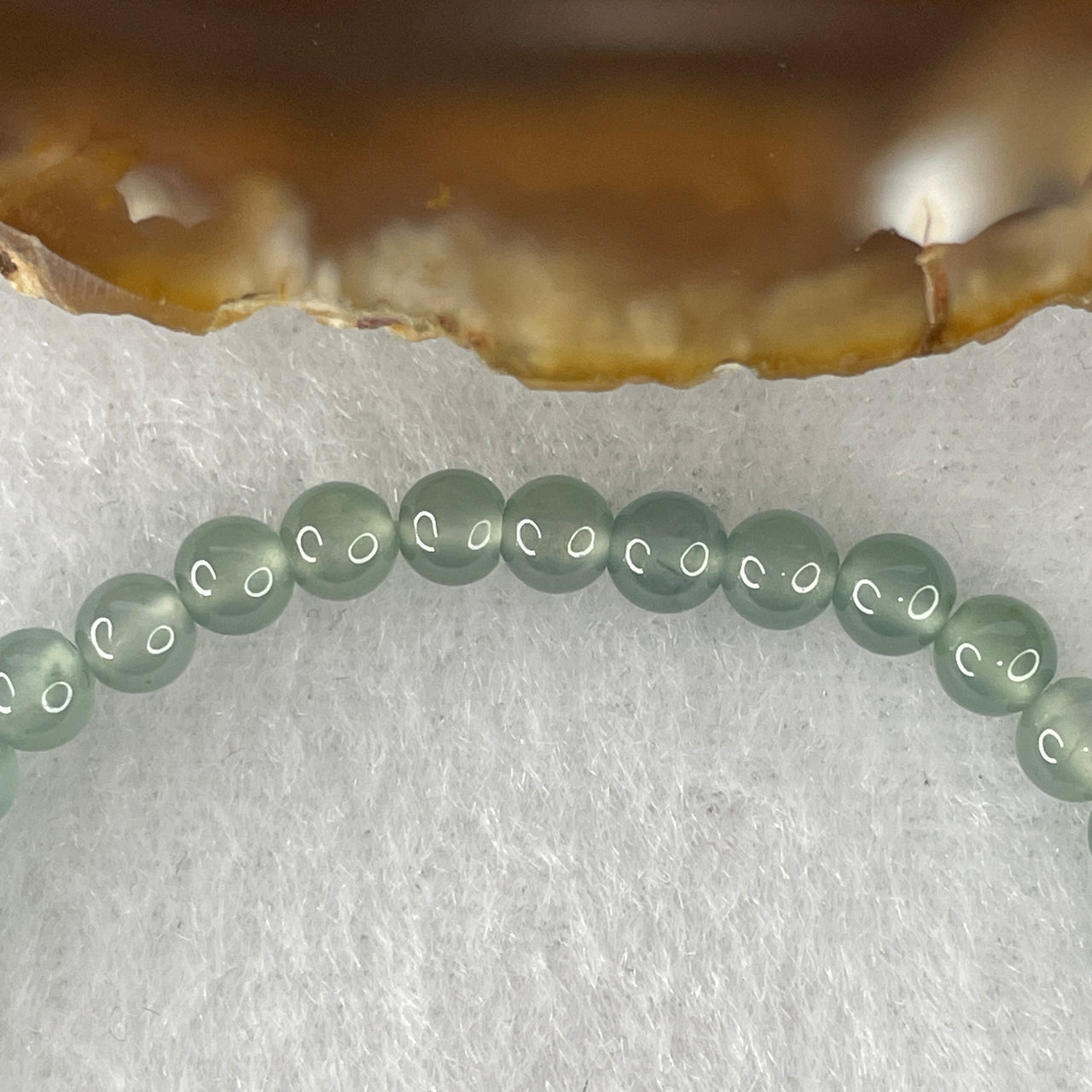 Certified Type A Icy Light Blueish-Green Jadeite Bracelet | Liquid-Glass Translucent Delicate Strand | 100% Natural Grade A Fei Cui Masterpiece | 43-Bead Multi-Cycle Alignment (5.98g | 4.5mm | 15cm)