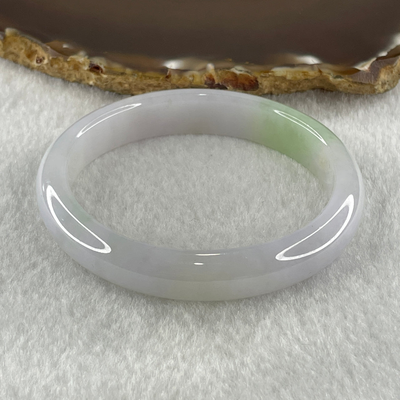 Natural Type A Light Lavender with Green Jadeite Oval Bangle 37.75g Inner Diameter 55.6mm 11.1 by 6.9mm (Close to Perfect) - Huangs Jadeite and Jewelry Pte Ltd