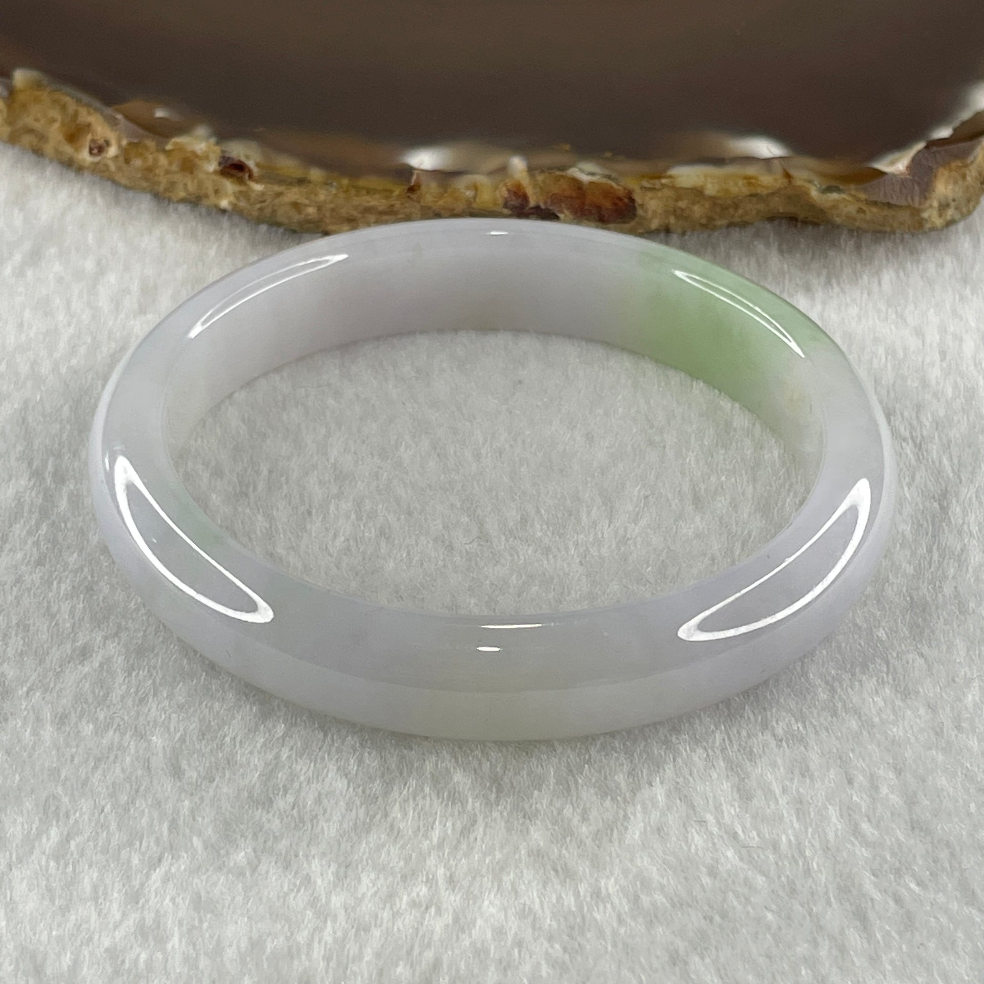 Natural Type A Light Lavender with Green Jadeite Oval Bangle 37.75g Inner Diameter 55.6mm 11.1 by 6.9mm (Close to Perfect) - Huangs Jadeite and Jewelry Pte Ltd