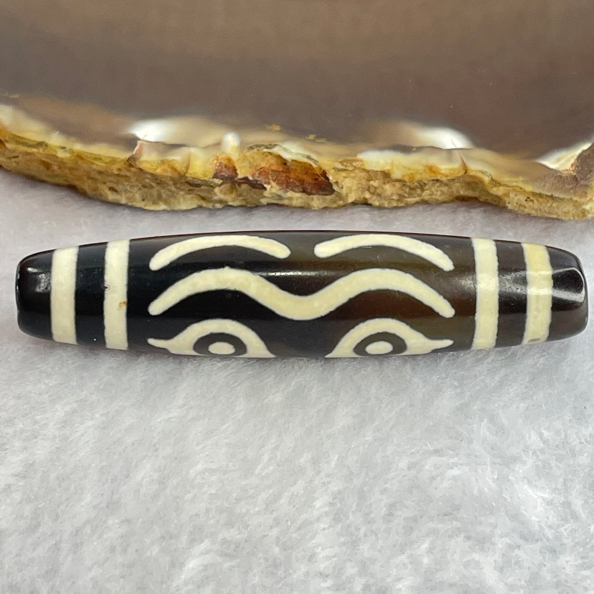 Natural Powerful Tibetan Old Oily Agate Zha Ji La Mu Female Cai Shen Bead Heavenly Master (Tian Zhu) 扎吉拉木女财神天珠 15.59g 58.0 by 13.2mm - Huangs Jadeite and Jewelry Pte Ltd