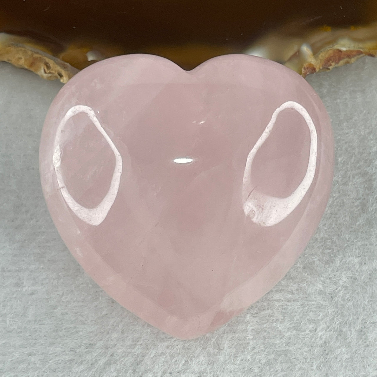 Average Grade Natural Rose Quartz Heart Shape Display 70.30g 45.1 by 43.5 by 25.5mm