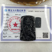 Type A Opaque to Partial Translucent Black Omphacite Jadeite Zhong Kui Pendant 27.73g 61.3 by 37.4 by 8.9mm - Huangs Jadeite and Jewelry Pte Ltd