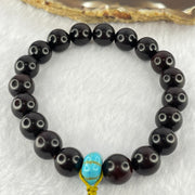 Natural Zitan Wood Beads with Turquoise Bracelet 15.30g 17cm 10.3mm 19 Beads - Huangs Jadeite and Jewelry Pte Ltd